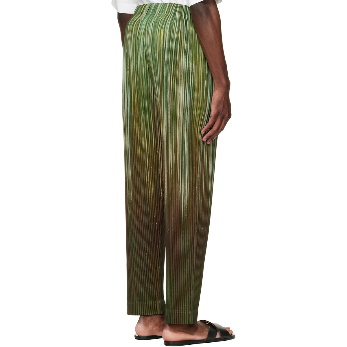 HOMME PLISSÉ ISSEY MIYAKE Green Paint Brush Close-Up Trousers