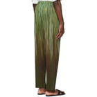HOMME PLISSÉ ISSEY MIYAKE Green Paint Brush Close-Up Trousers