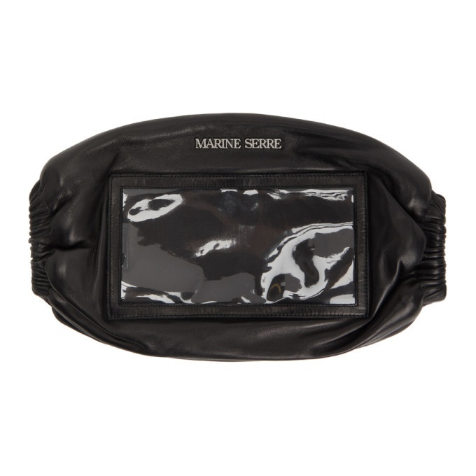 Photo: Marine Serre Black Leather Multipocket Padded Muff Bag
