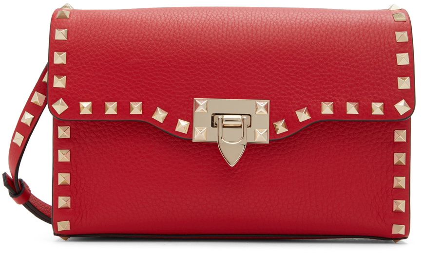 Valentino Garavani Red Small Rockstud Shoulder Bag Valentino Garavani