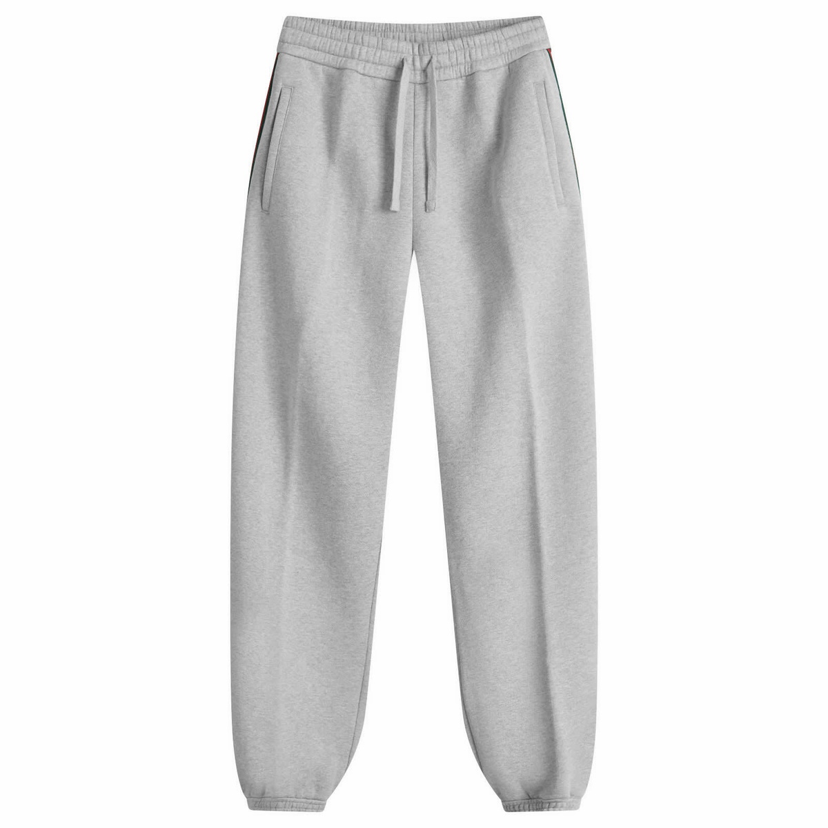 Gucci Men's Tape Brushed Cotton Sweat Pants in Grey Melange