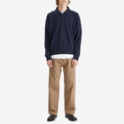 Róhe Men's Knitted Long Sleeve Polo in Navy