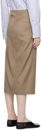 LOW CLASSIC Beige Curve Hole Midi Skirt