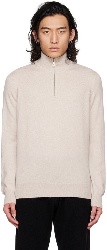 Photo: Ghiaia Cashmere Off-White Quarter Zip Sweater
