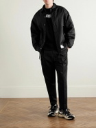 Neighborhood - Tapered Pleated Cotton and Linen-Blend Twill Trousers - Black