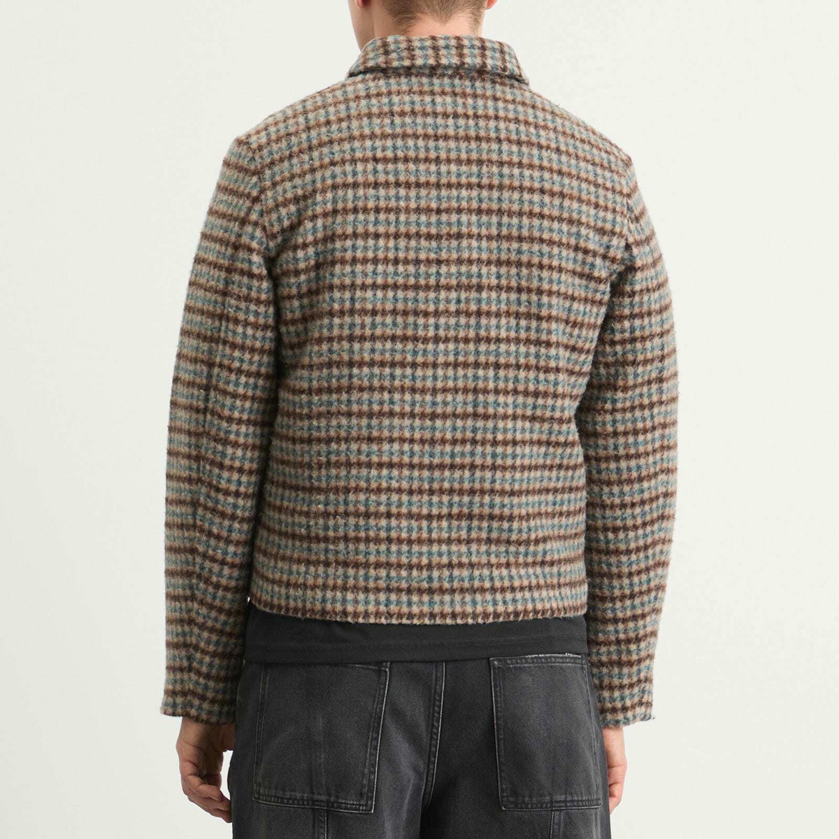 Won Hundred Men's Dutton Houndstooth Wool Jacket in Taupe Grey