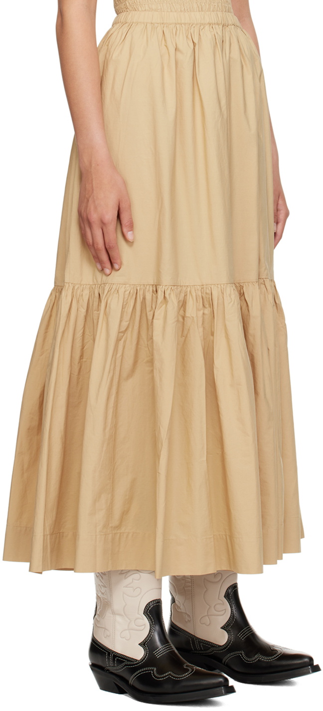 スカート GANNI BEIGE FLOUNCED MINI SKIRT GANNI Beige flounced mini skirt | TheDoubleF