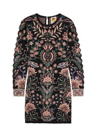 Farm Rio Marvelous Garden Floral-jacquard Knit Mini Dress Black