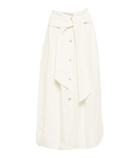 Vince - Belted linen-blend midi skirt