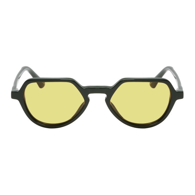 Photo: Dries Van Noten Green and Yellow Linda Farrow Edition 183 C5 Sunglasses