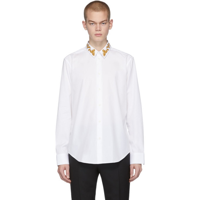 Photo: Versace White Barocco Collar Shirt