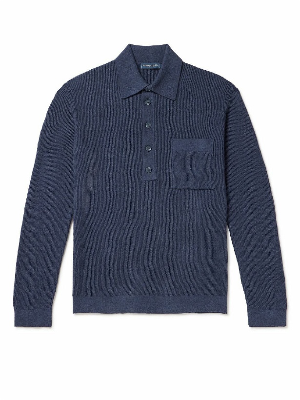 Photo: Frescobol Carioca - Murilo Slim-Fit Ribbed Cotton and Wool-Blend Sweater - Blue