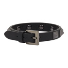 Valentino Black Valentino Garavani Leather Tonal Rockstud Bracelet