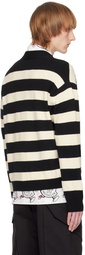 Moncler Black & White Striped Cardigan