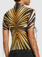 ROBERTO CAVALLI Ray Of Gold Printed Tulle Top