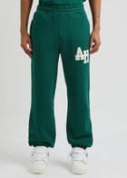 Annie Hood College Logo Cotton Sweatpants Green