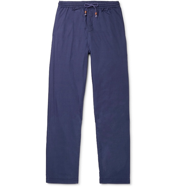 Photo: SMR Days - Striped Embroidered Cotton Drawstring Trousers - Blue
