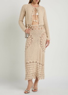 Rabanne Bead-embellished Crochet Cotton Cardigan Ecru