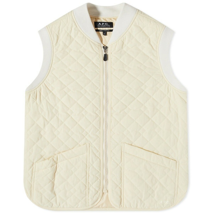 Photo: A.P.C. Men's Silas Quilted Vest in Vanilla