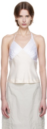 Kijun Off-White Satin Shirring Halter Top