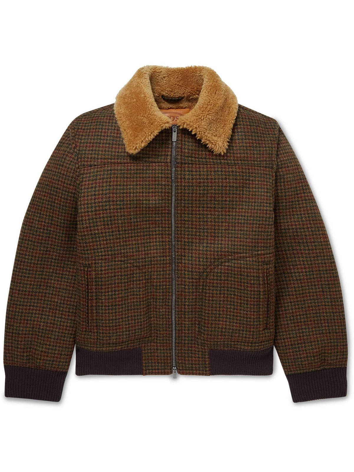 Tod's - Shearling-Lined Houndstooth Shetland Wool Bomber Jacket