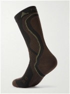 ROA - Ribbed Jacquard-Knit Socks - Black