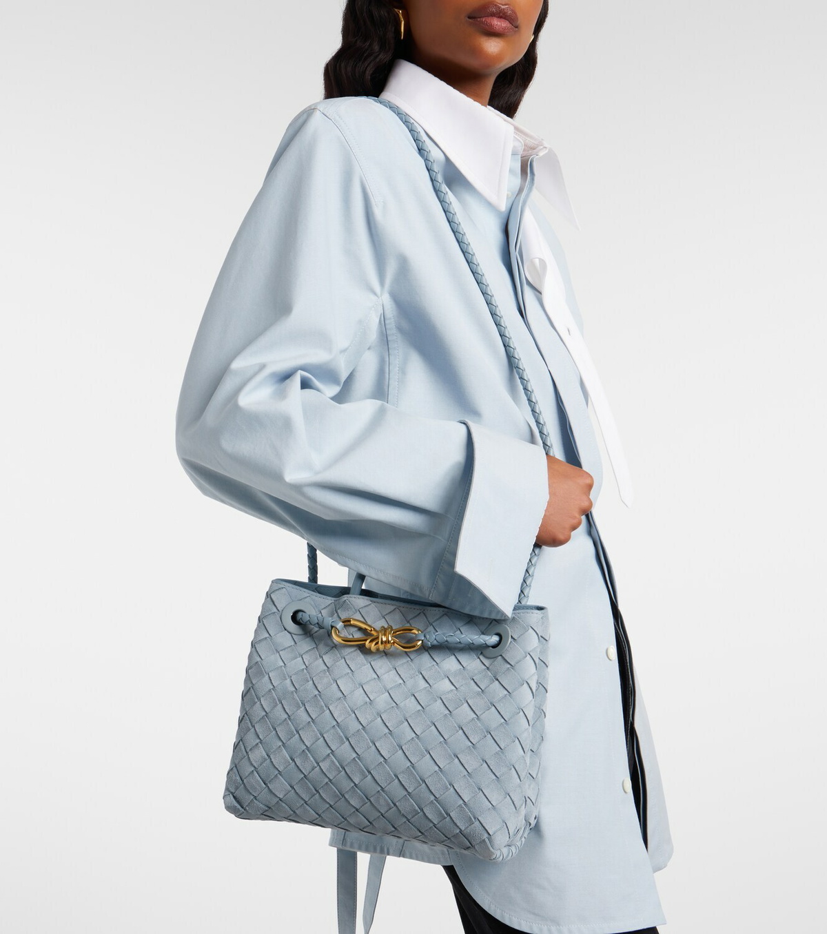 Bottega Veneta Andiamo Small suede top-handle bag