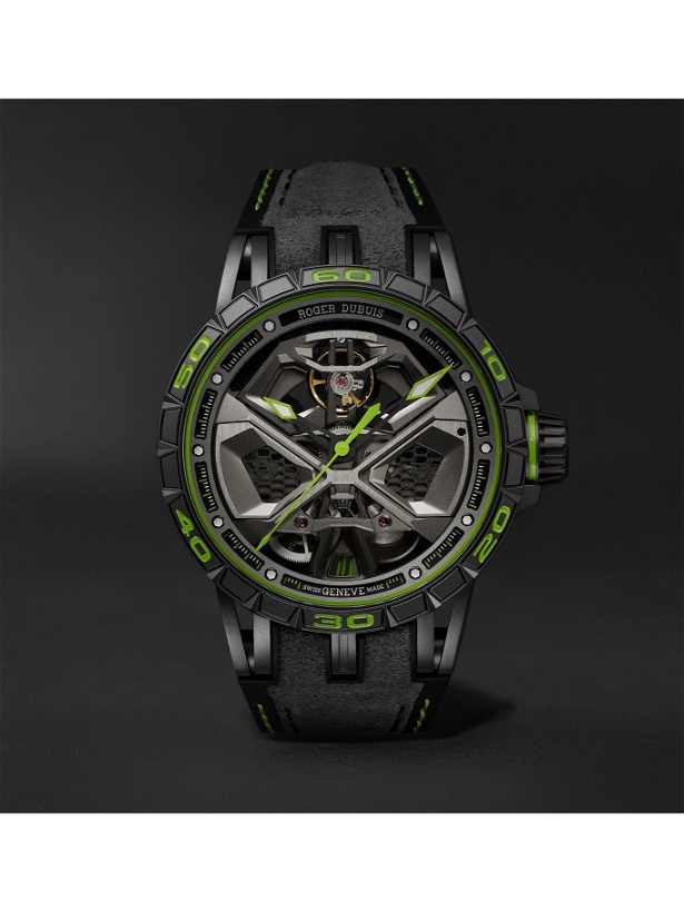 Photo: ROGER DUBUIS - Excalibur Spider Huracán Automatic Skeleton 45mm GreyTech Titanium and Rubber Watch, Ref. No. RDDBEX0830 - Gray