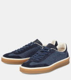 Loro Piana Tennis Walk suede-trimmed denim sneakers
