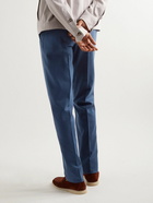 Brioni - Vail Slim-Fit Sea Island Cotton-Twill Trousers - Blue