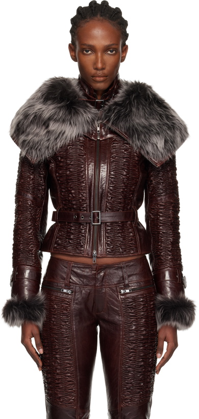 Photo: KNWLS Brown Smocked Leather Jacket