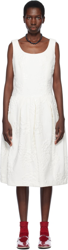 Photo: Comme des Garçons Comme des Garçons White Floating Jacquard Flower Pattern Midi Dress