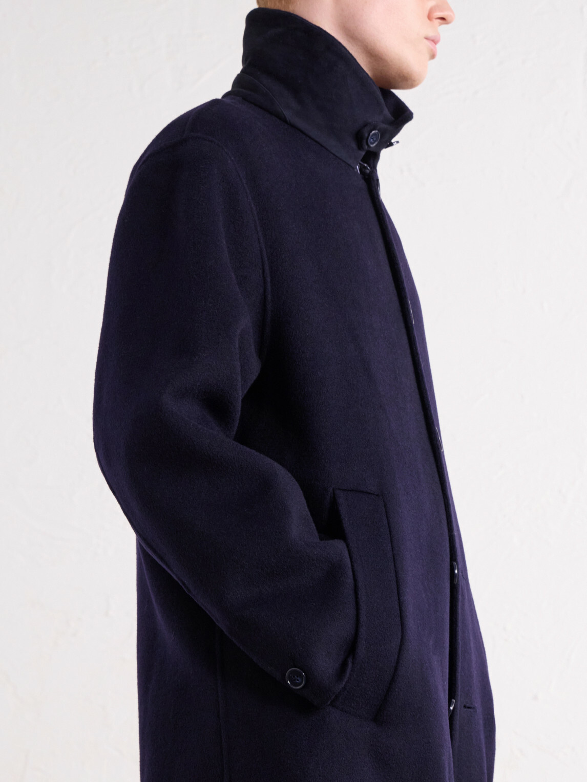 Officine Générale - Braxton Suede-Trimmed Wool Coat - Blue