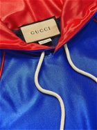 Gucci - Logo-Appliquéd Webbing-Trimmed Tech-Jersey Hoodie - Blue