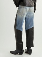 Enfants Riches Déprimés - Embellished Leather-Panelled Distressed Jeans - Black