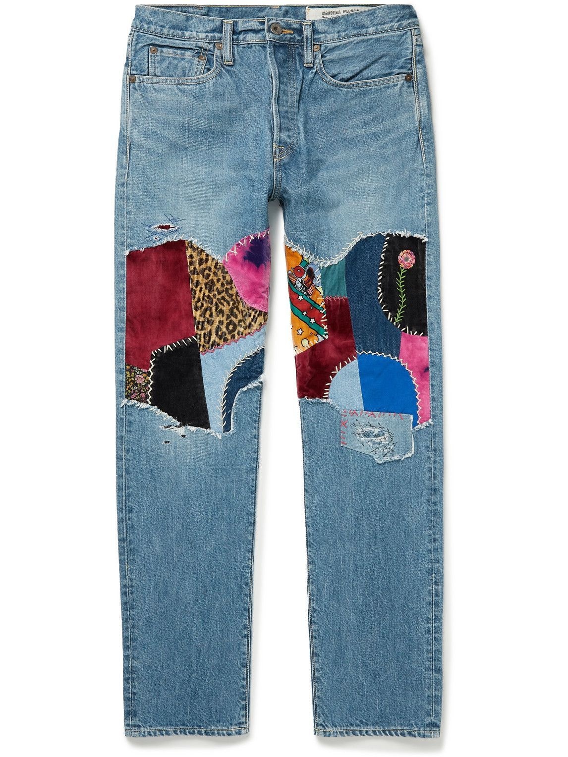 KAPITAL - Monkey Cisco Straight-Leg Embroidered Patchwork Jeans - Blue ...