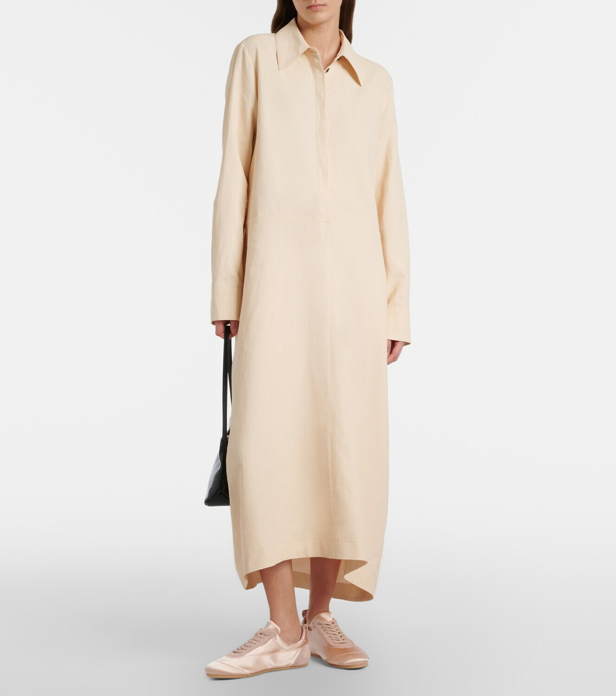 Jil Sander Floor suede-trimmed satin sneakers