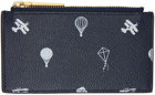 Thom Browne Navy Sky Icons Zip Card Wallet