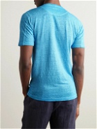 120% - Slim-Fit Stretch Linen and Cotton-Blend T-Shirt - Blue