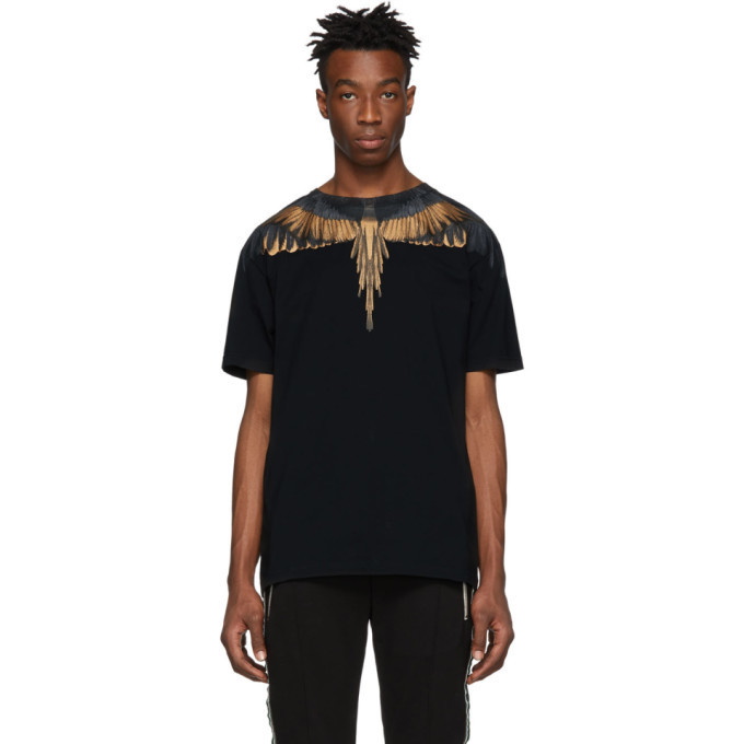 Photo: Marcelo Burlon County of Milan Black and Gold Wings T-Shirt