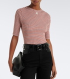 Courrèges Striped cotton-blend T-shirt