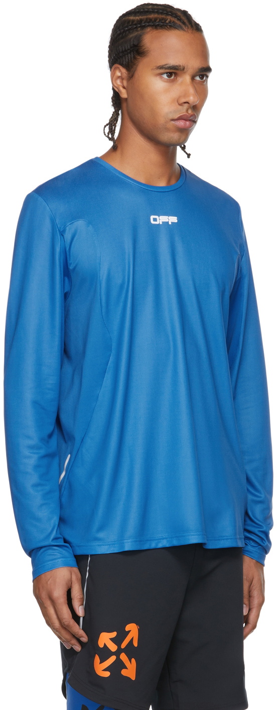 Blue Logo Mesh Long Sleeve T-Shirt