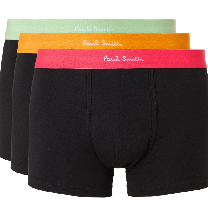 Photo: Paul Smith - Three-Pack Stretch-Cotton Boxer Briefs - Black