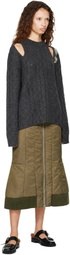 Simone Rocha Gray Cable Knit Slash Sweater