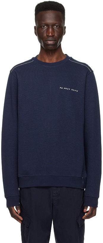 Photo: PS by Paul Smith Navy Embroidered Sweater