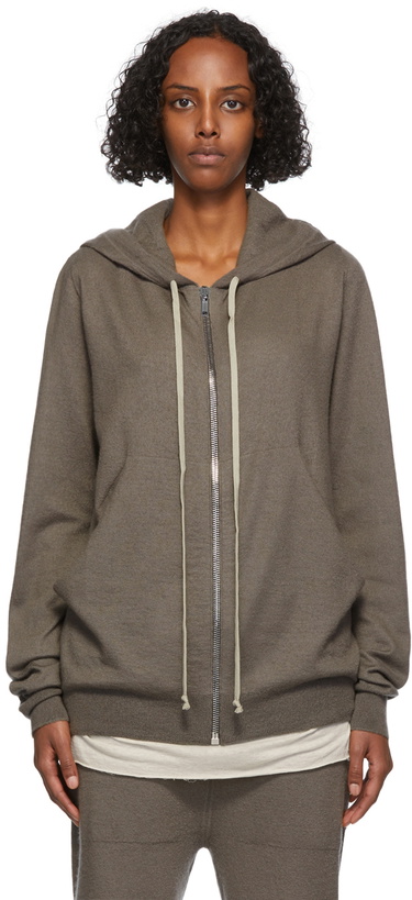 Photo: Rick Owens Grey Boiled Cashmere Zip Hoodie