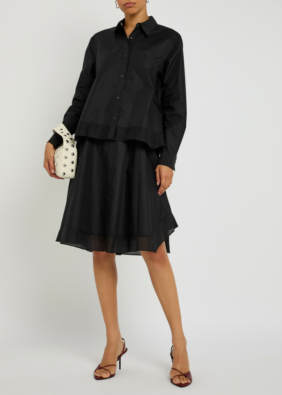 3.1 Phillip Lim Flounce Cotton-blend Midi Skirt Black