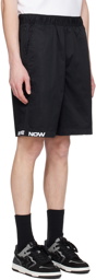 AAPE by A Bathing Ape Black Embroidered Shorts
