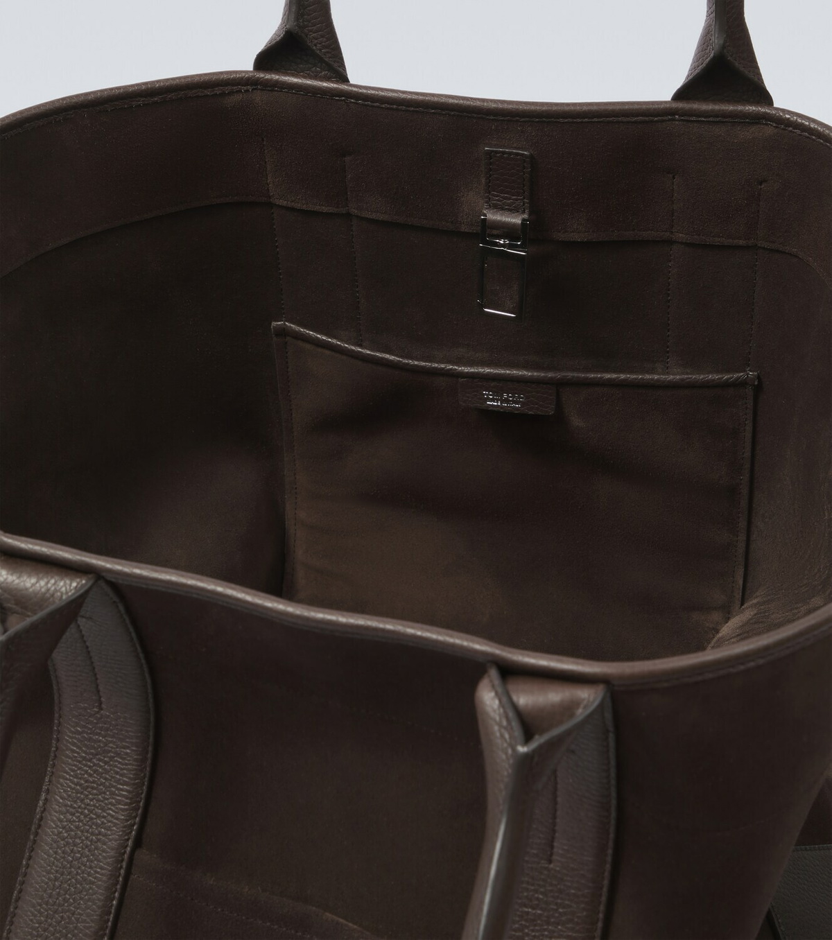 Tom Ford Leather-trimmed suede tote bag