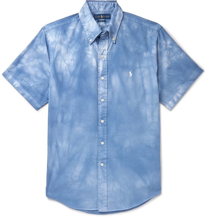 Photo: Polo Ralph Lauren - Slim-Fit Button-Down Collar Tie-Dyed Cotton Shirt - Blue